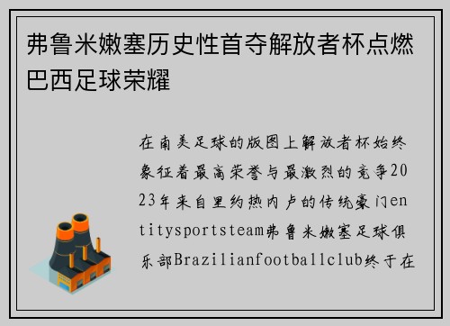 弗鲁米嫩塞历史性首夺解放者杯点燃巴西足球荣耀